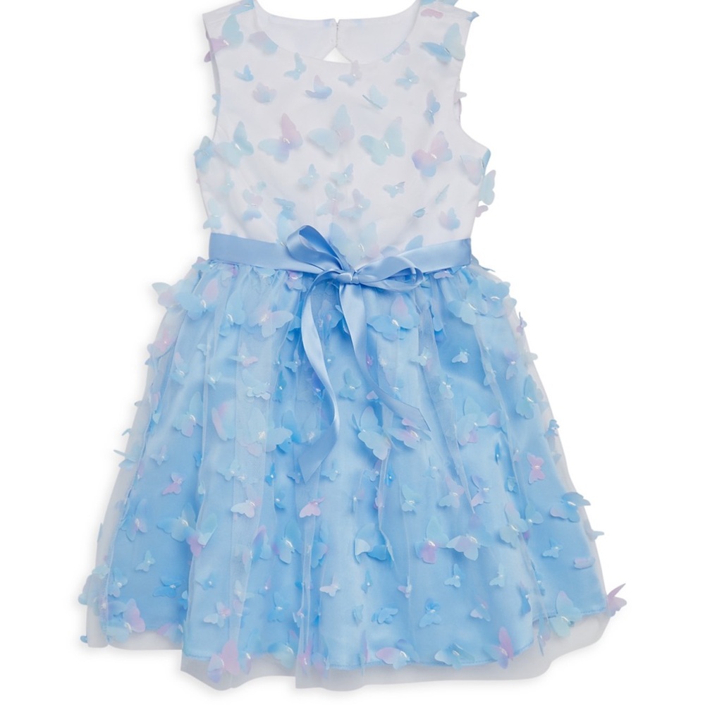 USAngels blue 3D butterfly dress kids little girls size 5